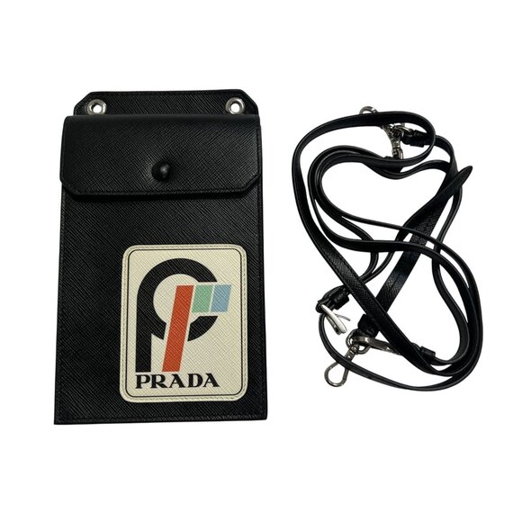 Prada Saffiano Racing Logo Mini Crossbody Bag in Black - Picture 1 of 4